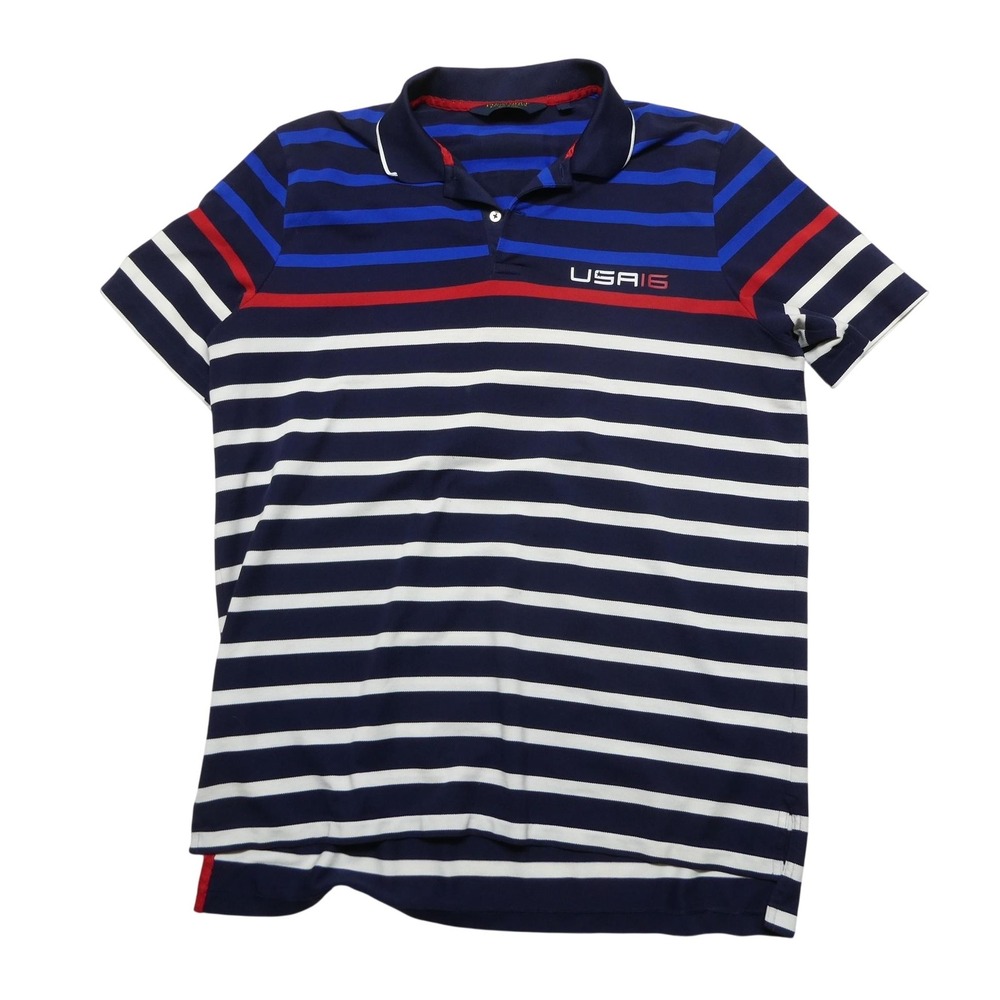 Ryder Cup USA 2016 Shirt Mens Large Blue Striped Polo Golf Ralph Lauren